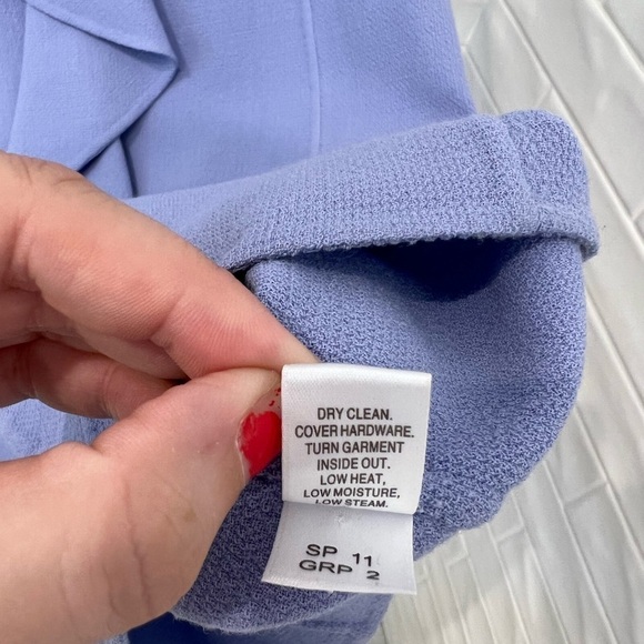 ST. John Periwinkle Wool Ruffle Sleeveless Sheath Dress - Picture 6 of 12